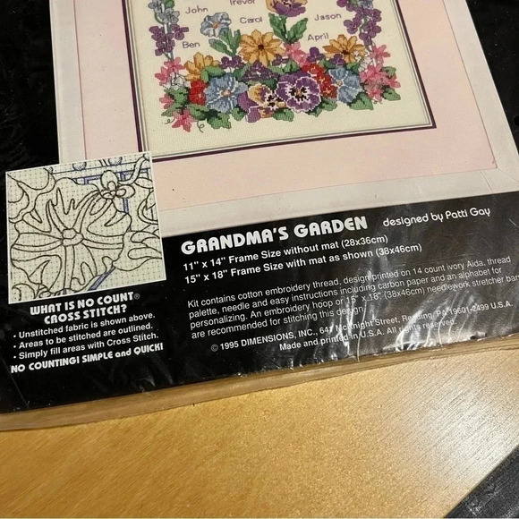 Dimensions Grandma's Garden 11" x 14" Cross Stitch Kit NWT 1995 - Picture 3 of 4